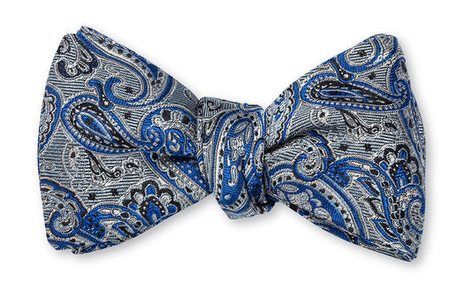 R. Hanauer Gray/Blue Glendale Paisley Bow Tie - B6016