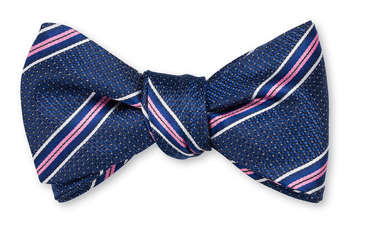 R. Hanauer Navy Edwards Stripes Bow Tie - B6011