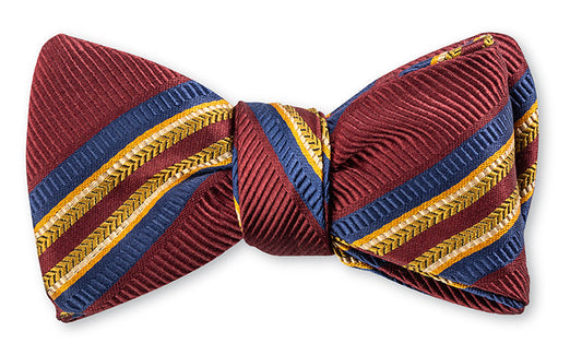 R. Hanauer Burgundy Mogador Stripes Bow Tie