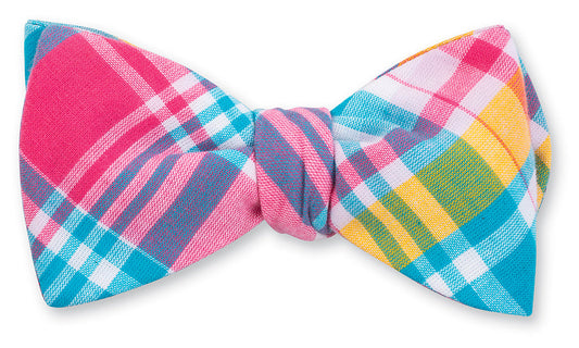R. Hanauer Aqua/Pink Madras Bow Tie - B5416