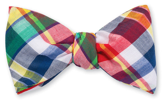 R. Hanauer Red/Green/Navy Madras Bow Tie - B5414