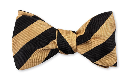 R. Hanauer Black and Gold Striped Bow Tie - B631