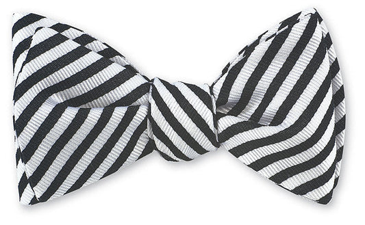 R. Hanauer Black and White Sherman Stripe Bow Tie - B2542