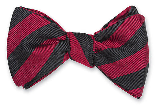 R. Hanauer Handmade Garnet/ Black Bar Stripes Bow Tie - B618