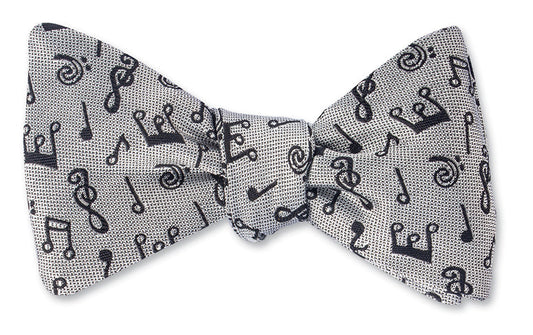 R. Hanauer White/Black Music Notes Bow Tie