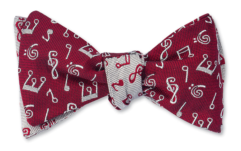 R. Hanauer Red & White Combo Music Notes Bow Tie