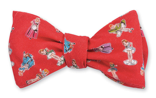 R. Hanauer Pinup Fabric Springmaid Girls Bow Tie - Red