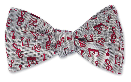 R. Hanauer White/Red Music Notes Bow Tie
