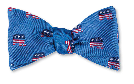 R. Hanauer Blue Patriotic Elephants Bow Tie