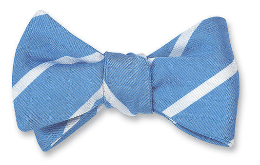 R. Hanauer Handmade Light Blue/ White Buckingham Striped Bow Tie - B2794