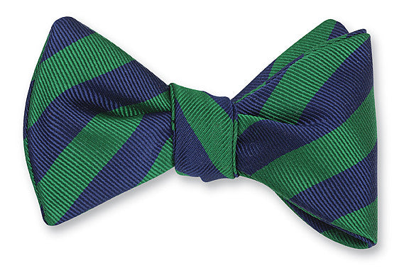 R. Hanauer Navy/Green Bar Stripes Bow Tie - B655