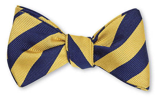R. Hanauer Navy/Gold Bar Stripes Bow Tie - B625