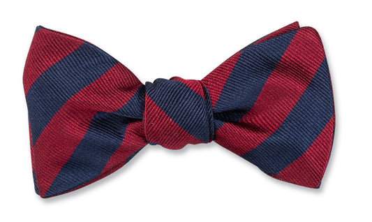 R. Hanauer Navy/Burgundy Bar Stripes Bow Tie - B628