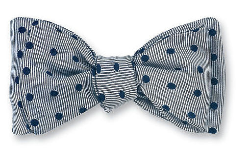 R. Hanauer Silver/Navy Vero Dots Polka Bow Tie - B2016