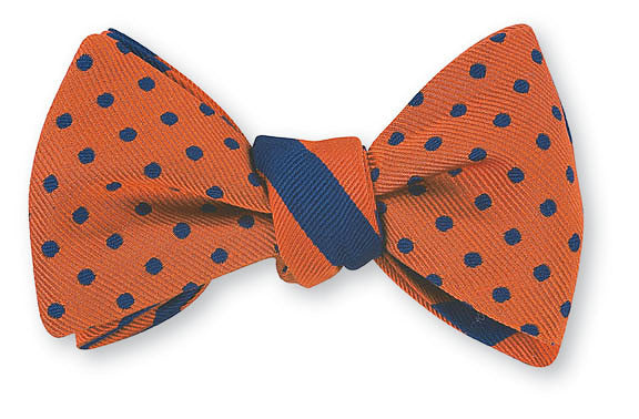 R. Hanauer Orange/ Navy University Dots/Stripes Bow Tie - B2379/627