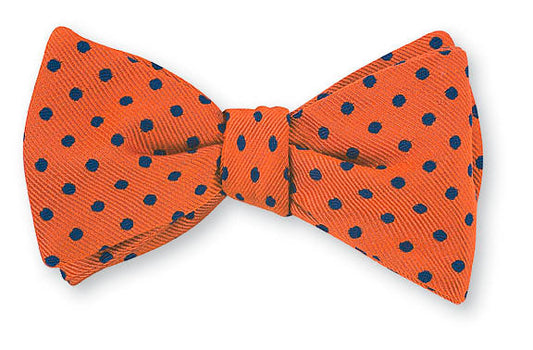 R. Hanauer Orange/Navy University Polka Dots Bow Tie - B2379