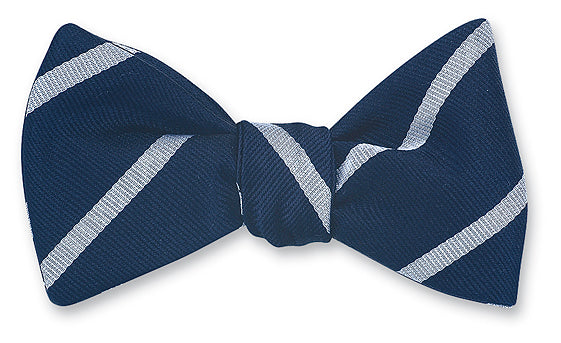 R. Hanauer Navy/Silver Buckingham Striped Bow Tie - B2797