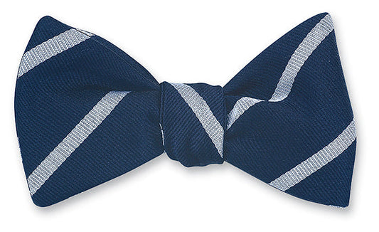 R. Hanauer Navy/Silver Buckingham Striped Bow Tie - B2797