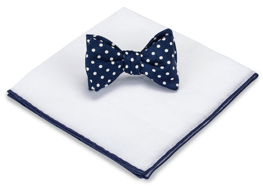 R. Hanauer Navy & White Bow Tie & Pocket Square Set