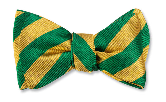 R. Hanauer Gold/Green Bar Stripes Bow Tie - B1406