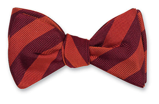 R. Hanauer Maroon/ Orange Bar Stripes Bow Tie - B622