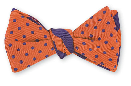 R. Hanauer Handmade Orange/ Purple University Polka Dots/Stripes Bow Tie - B2383/1752