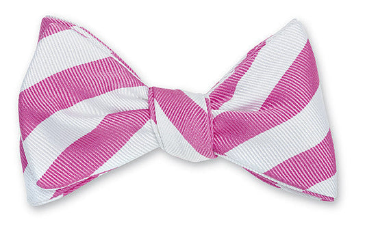 R. Hanauer Pink/ White Bar Stripes Bow Tie - B1090