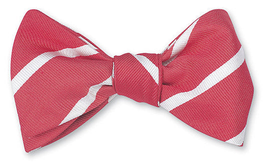 R. Hanauer Coral/White Buckingham Striped Bow Tie - B2790