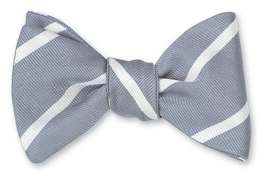 R. Hanauer Grey/White Buckingham Striped Bow Tie - B2793