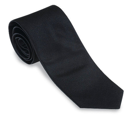 R. Hanauer Solid Black Silk Tie with Satin Weave
