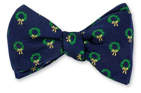 R. Hanauer Navy Wreaths Bow Tie