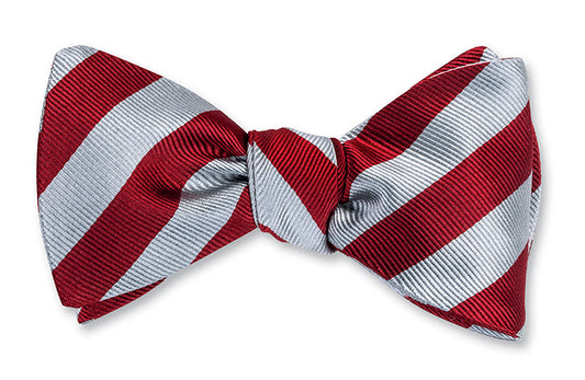 R. Hanauer Garnet/Grey Bar Stripes Bow Tie - B1085