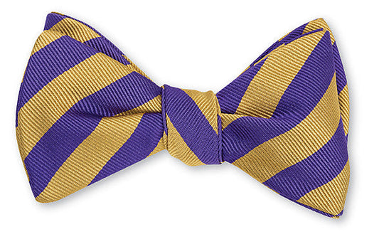 R. Hanauer Purple/ Gold Bar Stripes Bow Tie - B647