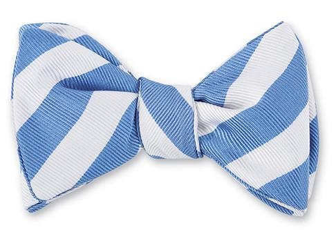 R. Hanauer Carolina Blue/White Bar Stripes Bow Tie - B619