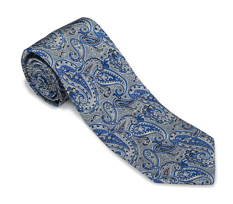 R. Hanauer Gray/Blue Glendale Paisley Necktie - F6016