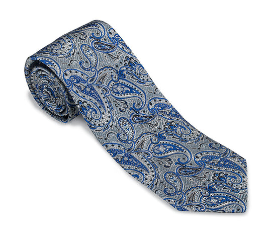 R. Hanauer Gray/Blue Glendale Paisley Necktie - F6016