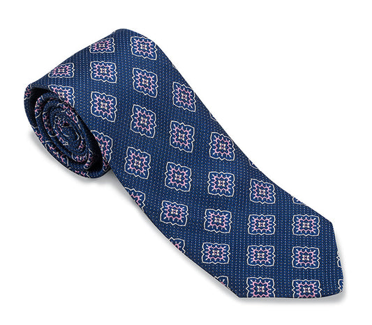 R. Hanauer Navy Edwards Medallions Necktie - F6014