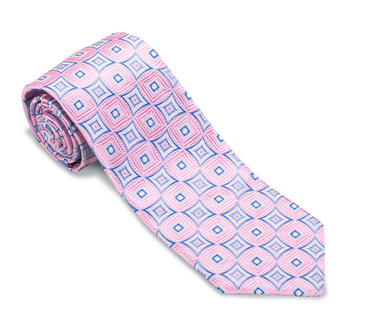 R. Hanauer Pink/Blue Bailey Medallions Necktie - F5979