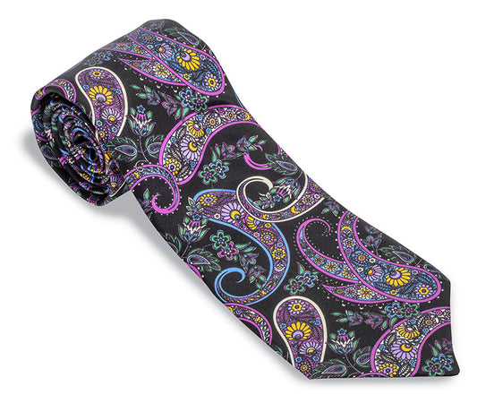 R. Hanauer Black Agnes Paisley Necktie - F5679