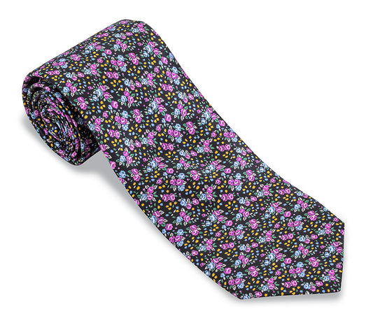R. Hanauer Black Agnes Floral Necktie - F5678