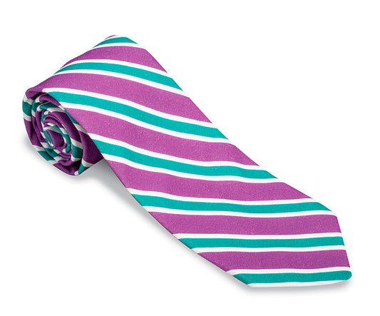 R. Hanauer Purple/Green Clearwood Stripes Necktie - F5274