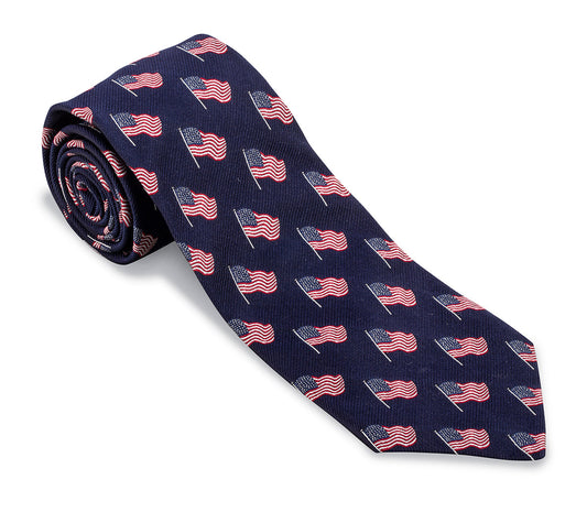 R. Hanauer Navy USA Flag Necktie - F5840