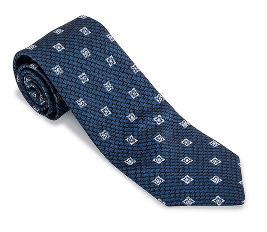 R. Hanauer Black/Blue Heather Medallions Necktie - F5830