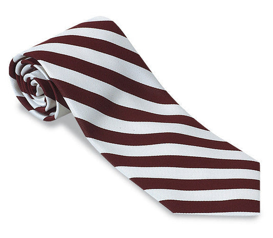 R. Hanauer Maroon/ White Bar Stripes Necktie - F1420