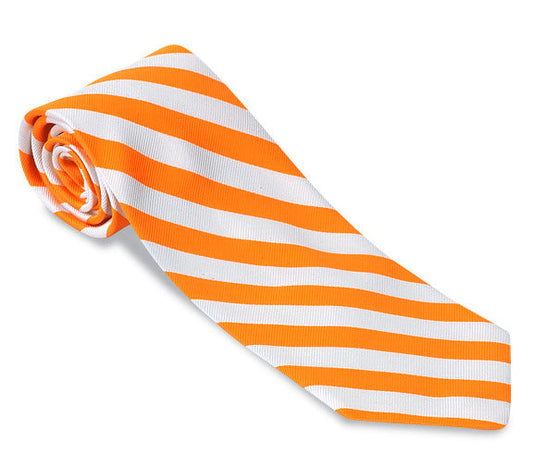R. Hanauer Orange/White Bar Stripes Necktie - F697