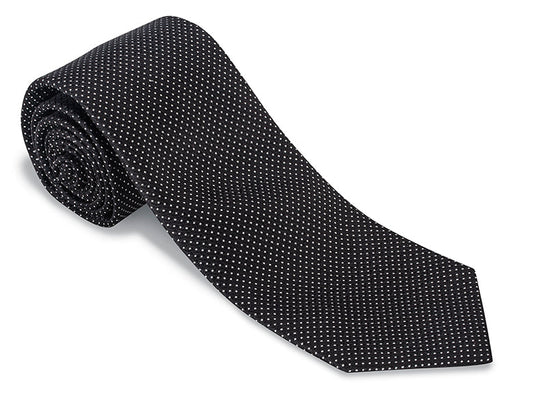 R. Hanauer Black Runnymede Pin Dots Necktie - F4947