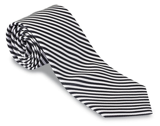 R. Hanauer Black/White Sherman Striped Necktie - F2542
