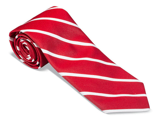 R. Hanauer Red/White Buckingham Striped Necktie - F2795