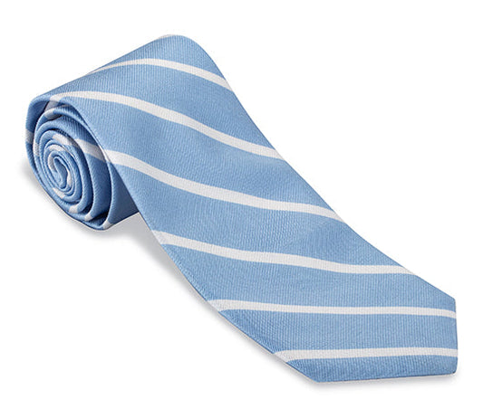 R. Hanauer Light Blue/White Buckingham Striped Necktie