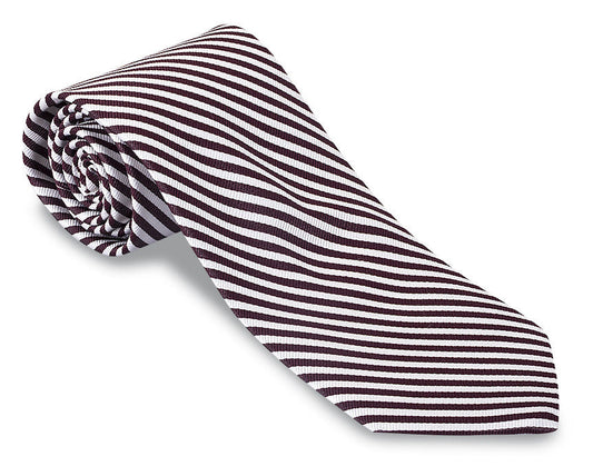 R. Hanauer Maroon/White Sherman Striped Necktie - F2547